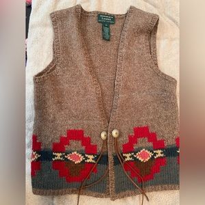 Lauren by Ralph Lauren Vintage Sedona Western Vest Wool